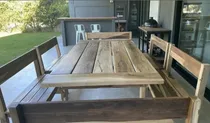 Comprar Mesa Madera Maciza De Guayubira 2.40 Por 1.20 Con Bancos