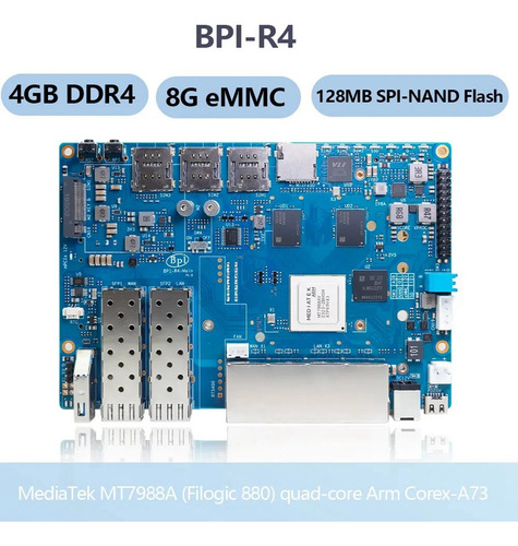 Para Banana Pi Bpi-r4 Mediatek Mt7988a Arm Cortex-a De Cuatr