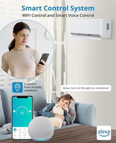 Aire Acondicionado Mini Split 18000 Btu Con Alexa Y Wifi Blanco