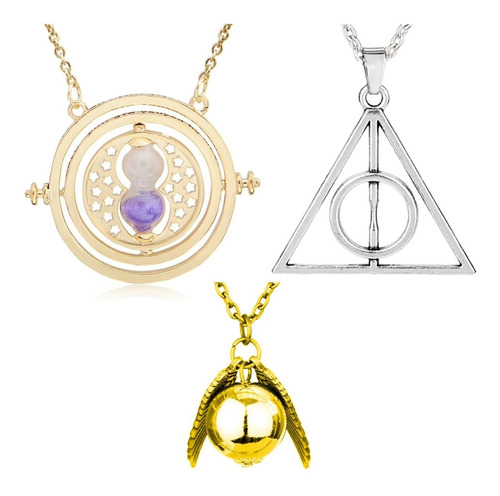 Kit Colar Pomo De Ouro + Vira Tempo Hermione + Harry Potter