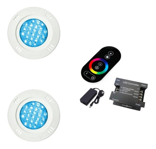 Kit Iluminação Piscina 2 Led 11w Rgb + Comando Touch