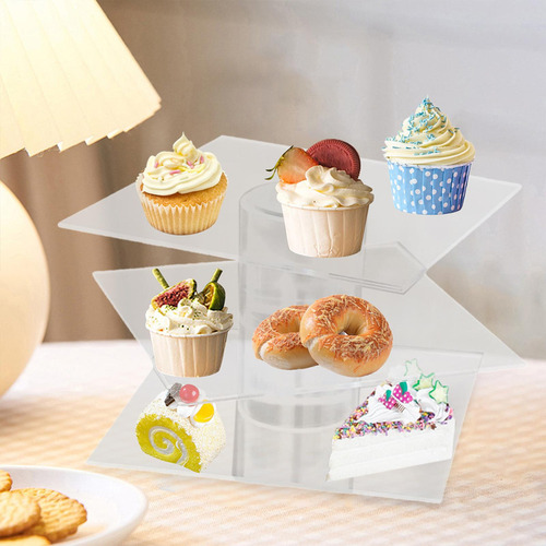Soporte De Pastel De Acrílico Transparente 3 Niveles