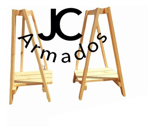 Imagen 3 de 6 de Caballetes Madera Maciza Con Estante