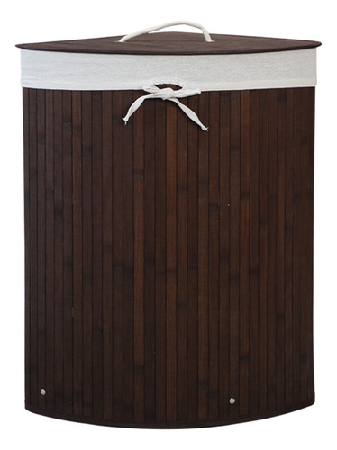 Cesto De Bambu Casa Laura Enxovais Triangular Ecológico Forrado Roupas Sujas Banheiro E Lavanderia Marrom