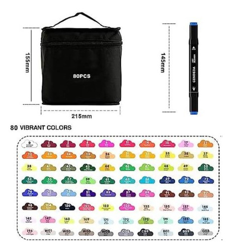 Gendeda Marcadores De Alcohol Punta De Pincel 80 Colores Jue