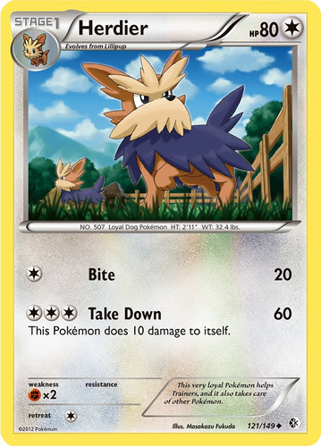 Cartas Pokemon Herdier 121/149 Boundaries Crossed Bcr