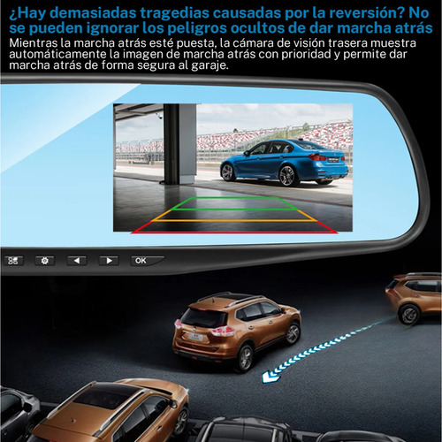 Espejo Cámara Dvr Retrovisor Pantalla 4.3 Pulgada 1080p