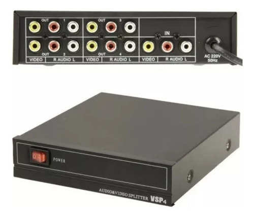 Distribuidor Rca Audio Video Composto 1x4 Splitter Av 220v