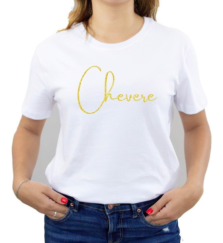 Polera Dama Estampada 100%algodón Letras Chevere Glitter 435