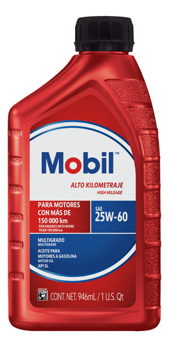 Mobil Alto Kilometraje 25w-60 Litro Mobil Caja Con 12 Piezas