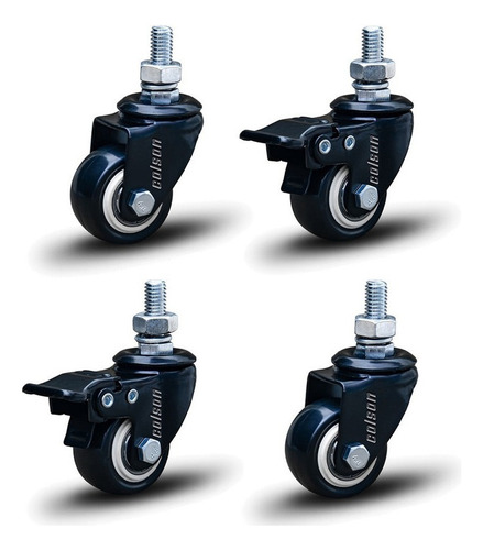 4 Rodinha equipamento 200kg 50mm 2 com freio 2 sem trava Colson gleb.210.bp.e + glebf.210.bp.e