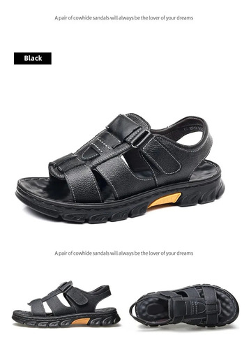 Sandalias De Cuero Para Hombre, Zapatos De Playa Sin Cordone