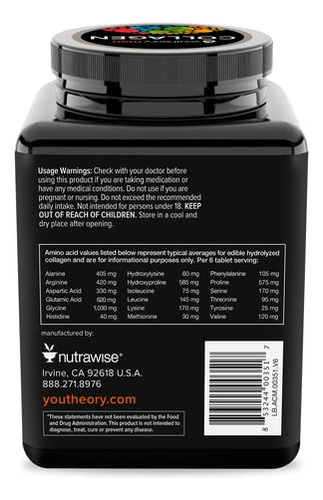 Suplemento De Colágeno Youtheory Para Homens Com Biotina, Vi