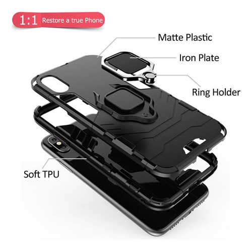 Capa Para Honor X6s X6 Multifuncional Com Vidro Filme E Anel
