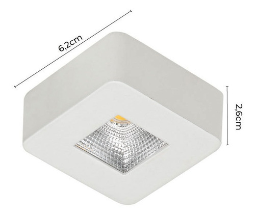 Spot Led Sobrepor Asis Quadrado 5w 3000k Bivolt Cor Branco 110V/220V