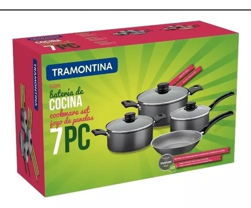 Set de Ollas Batería de Cocina 7 Piezas Tramontina Paris Negro - La Anónima  Online