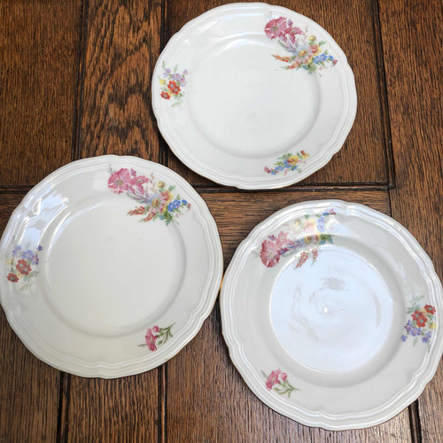 Tres Platos Masas/postre Porcelana Seltmann Weiden Flores