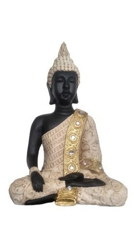 Estatua Decoración Beige Sabiduría Buda  Dorado 