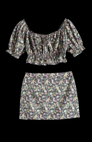 Set Conjunto Top + Falda Importado Zaful Floreado Plus Size