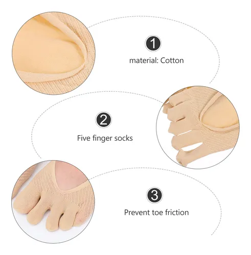 5 Pares De Calcetines Delgados Para Mujer Con Punta De Boca