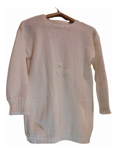 Imagen 2 de 4 de Sweater Dama Blanco Tejido A Mano / Artesanal (tlc58)