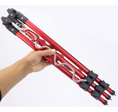 Soporte Trípode Portátil Rojo Ajustable Para Cañas De Pescar
