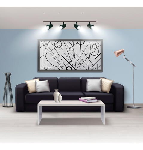 Riel Energizado Monofásico Negro Para Foco Riel 100 Cm X4 Un