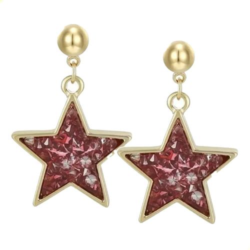 Aretes De Estrellas Brillantes Con Swarovski Oro Lamin 18k