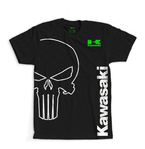 Remera Kawasaki Racing Punisher Calavera  - Algodón 100%