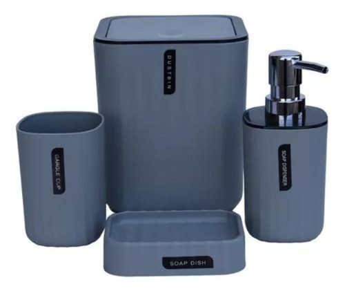 Set Accesorios Baño Kit Organizador Tacho Dispenser Jabon X4