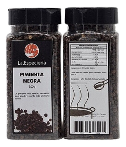 Pimienta Negra Entera 300g, La Especiería, Sin Preservantes.