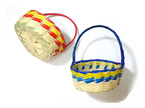 Canastas Palma C/asa De 14cm,artesanal,fiesta,dulce,40 Pzas