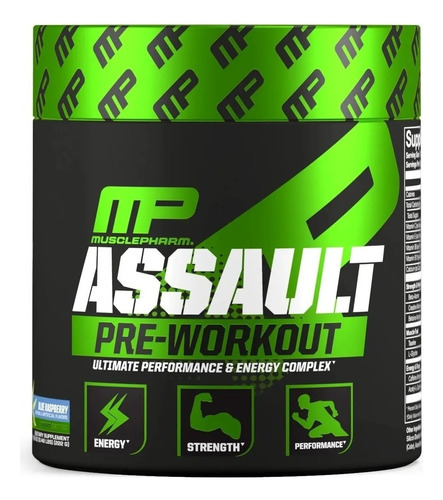 Musclepharm Pre-workout Assault C/ Creatina Y Beta A /30 Srv Sabor Blue Raspberry