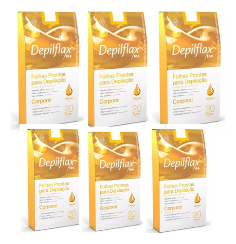 Kit 6 Caixas Com 20 Folhas Corporal Natural Depilflax