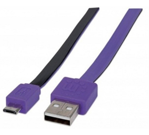 Cable Usb Manhattan V2.0 A-micro B 1.0m Plano Negro/mora /v Color Violeta oscuro