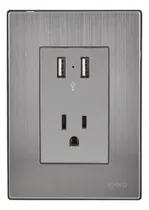 Comprar Placa Armada Con 2 Mecanismos De Toma Usb Y 1 Contacto Color Plata