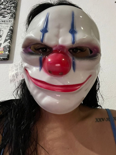 Mascara Palhaco Red Nose Bandido Terror Festa Haloween Cor Branco Palhaço