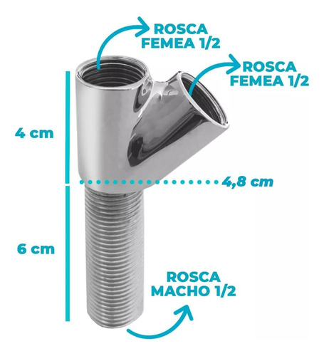 Adaptador Junção Y Mesa/bancada Torneira Filtro 1/2 Metal
