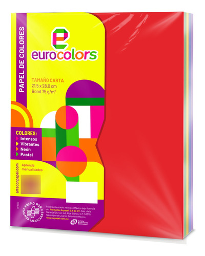 Papel Bond Carta Arcoiris Intensos 100h Eurocolors Ec0013