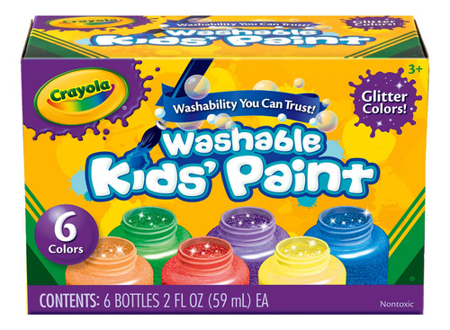 Pintura Lavable Para Niños Con Purpurina De 6 Colores (jue.