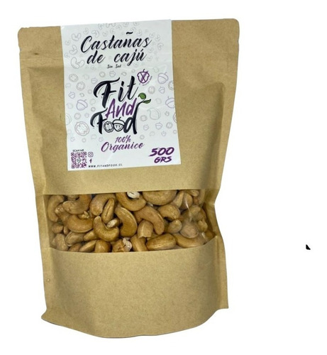 Imagen 1 de 5 de Castañas De Cajú Tostadas Sin Sal / 500 Grs . Fit And Food