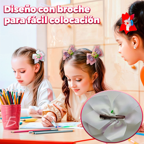 Moños Juego2 Piezas Lazo Bicolor Flor Acrilico Clip Cabello