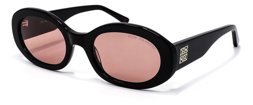 Lente Solar Cloe Para Mujer Forma Ovalada Armazón De Acetato Color Negro Varilla Negro Armazón Negro