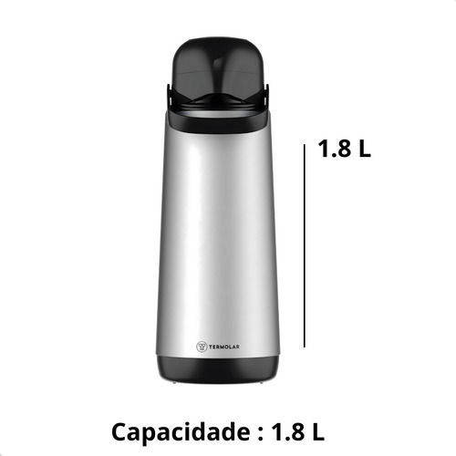 Garrafa Térmica De Café E Chá Inox Lumina 1,8l Pressão