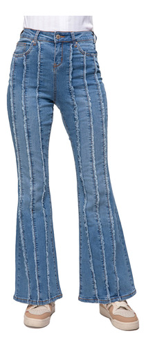 Jeans Flare Fleco Raya Azul Mujer Fashion's Park