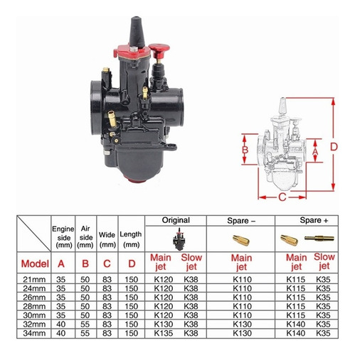 Carburador Universal Pwk De 30 Mm Y Power Jet