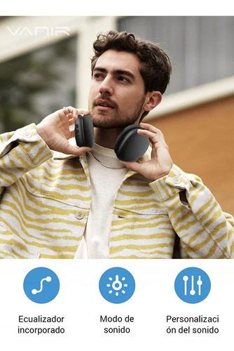 Vanir Audífonos Inalámbricos Diadema Bluetooth Con Cancelación De Ruido Ai, Audifonos Gamer, Con Micrófono, Sonido Hd Y Batería 42h, Compatibles Con iPhone, Android Y Pc, Top 10 Mejores Audífonos