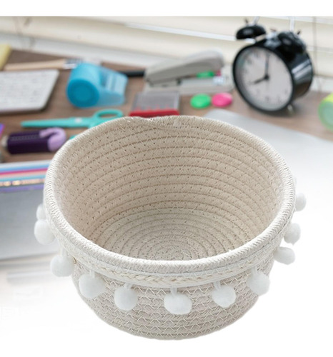 Cesta De Almacenamiento De Tejido A Mano Cesta De 17cmx9cm