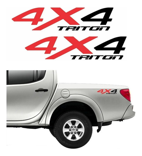 Par Adesivos 4x4 Para Mitsubishi L200 Triton 20146 Cor Vermelho E Preto