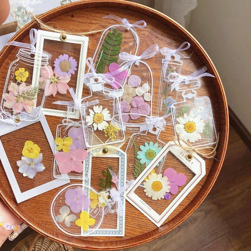 2 X 20x Marcapáginas De Flores Secas Transparentes, Clips